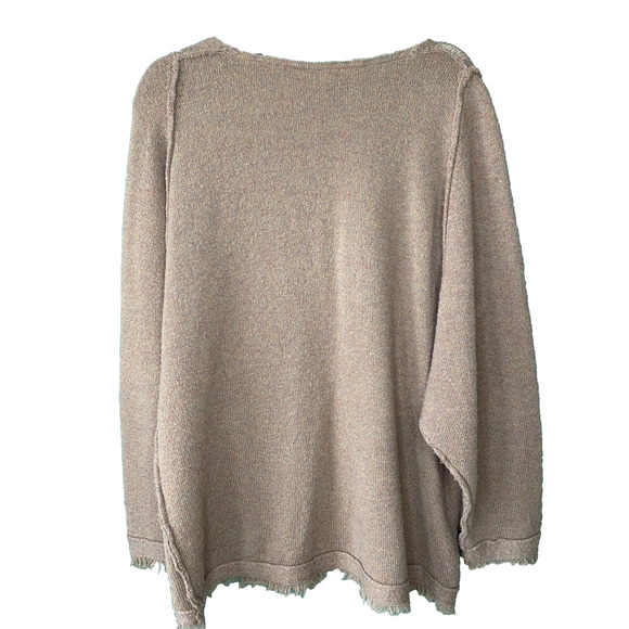Free People Sweater Size Medium Irresistible Oversized V Neck Wool Blend Fringe - Picture 2 of 10